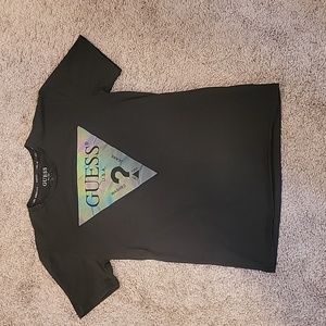 Guess Black Tee with Iridescent Logo